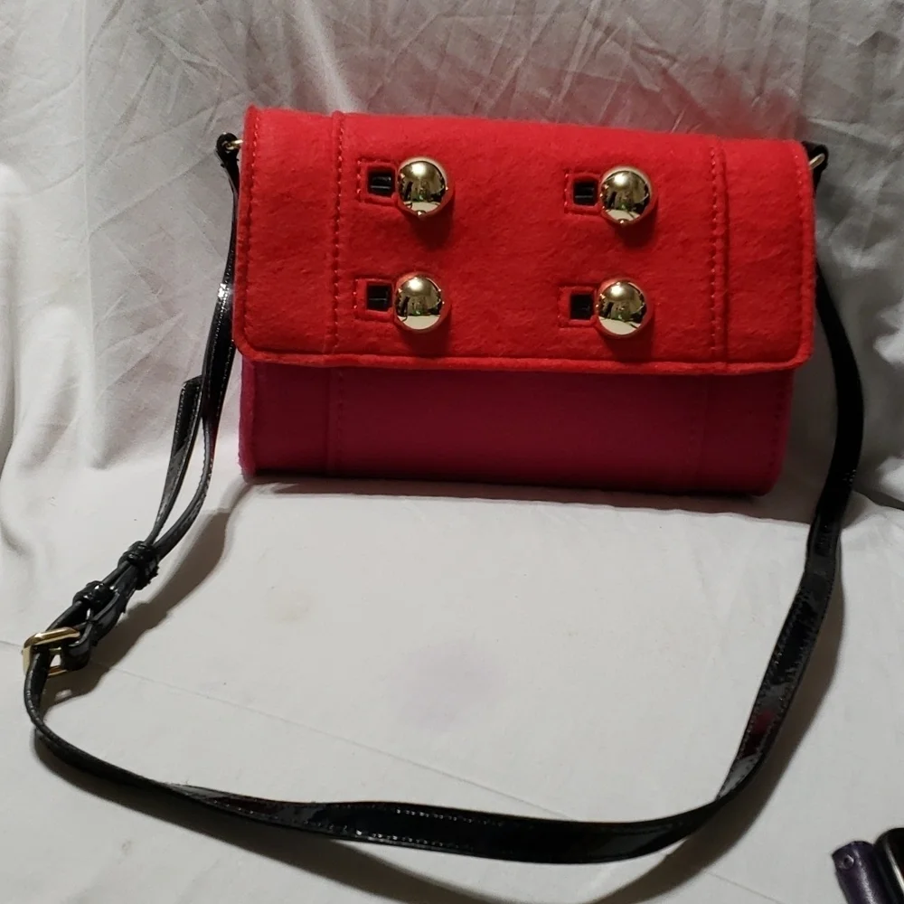 Kate spade pink and red felted crossbody rare